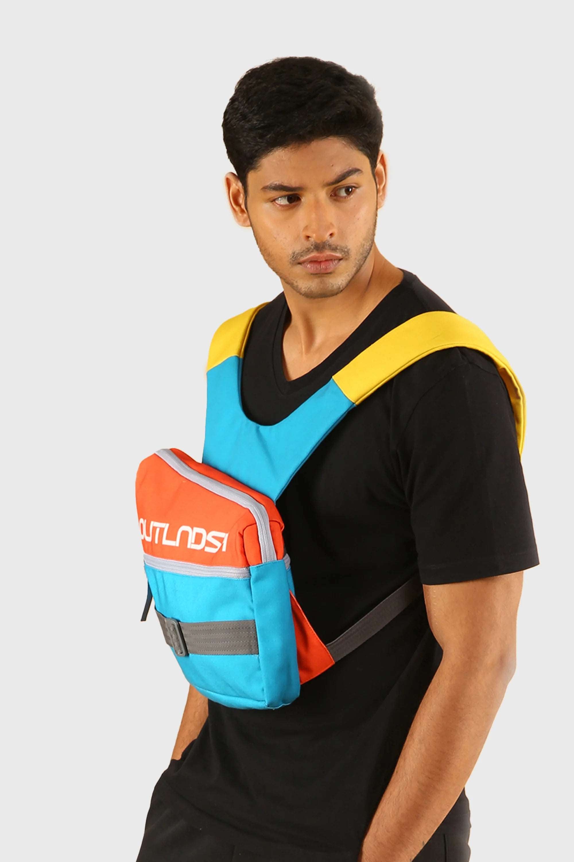 OUTLNDSH Mini Backpack bag plus chest bag orange color 