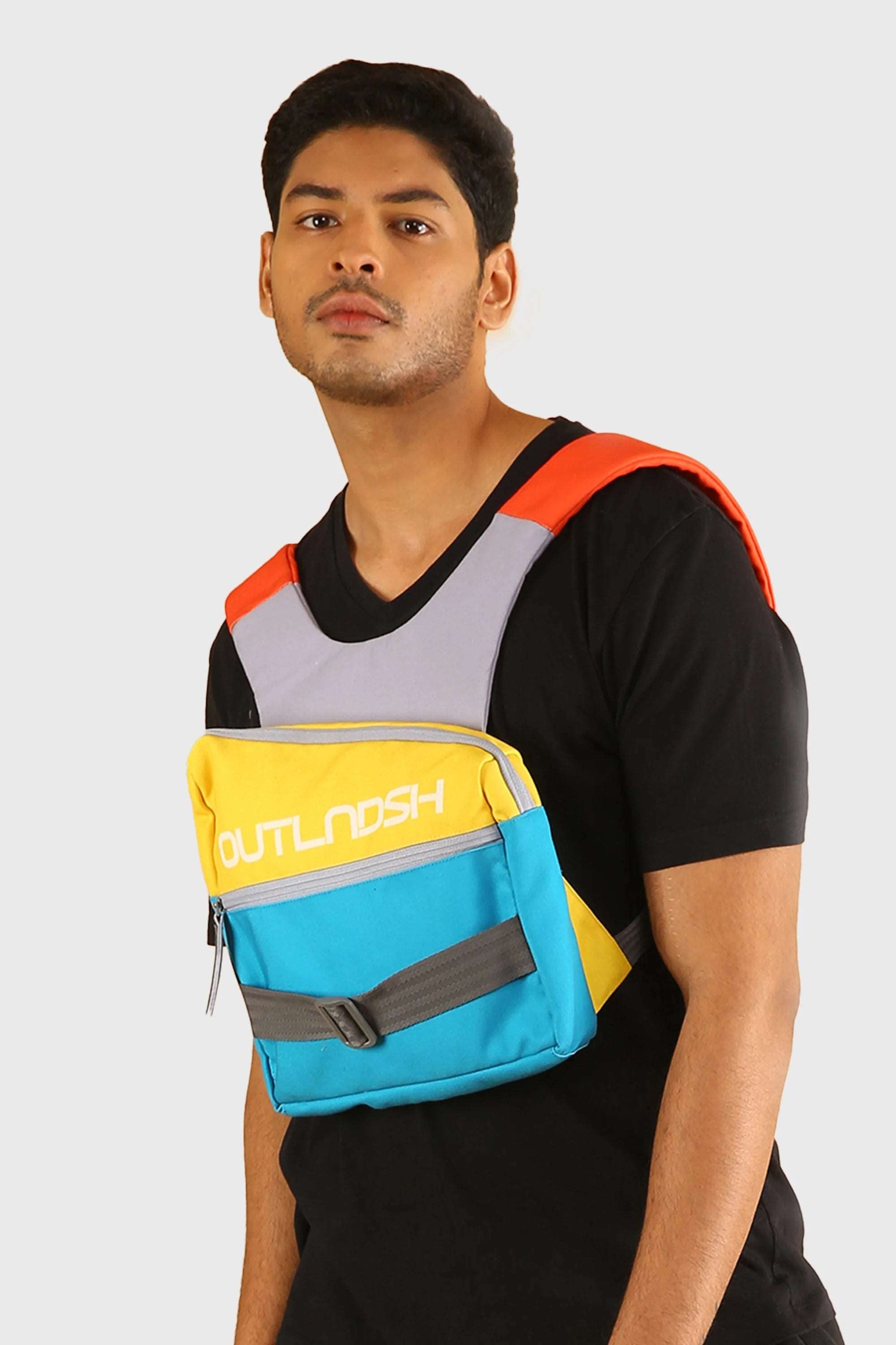 OUTLNDSH Mini Backpack bag plus chest bag yellow color 
