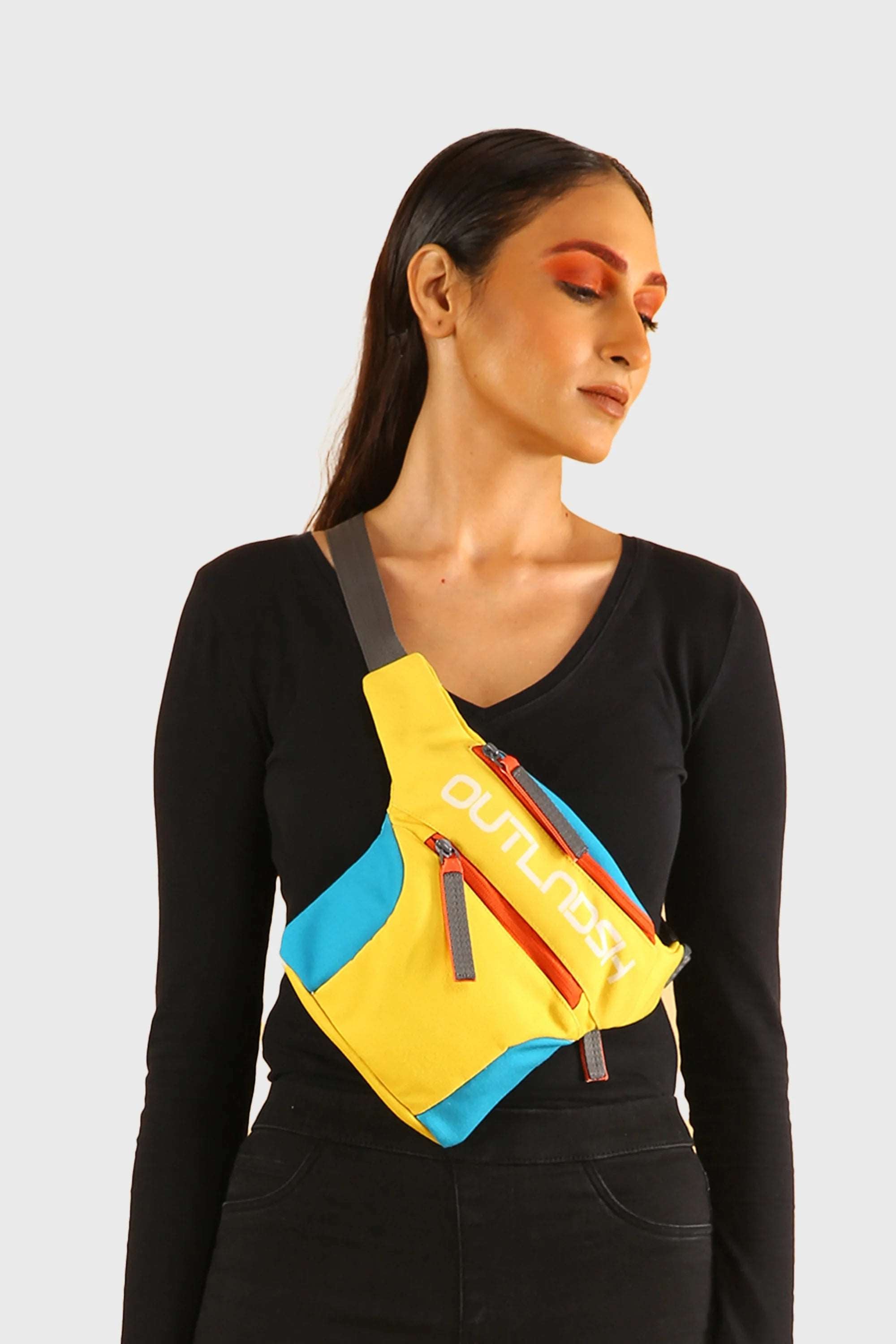 OUTLNDSH Fanny pack plus crossbody yellow color - waist bag, belt bag, sling bag, bum bag.