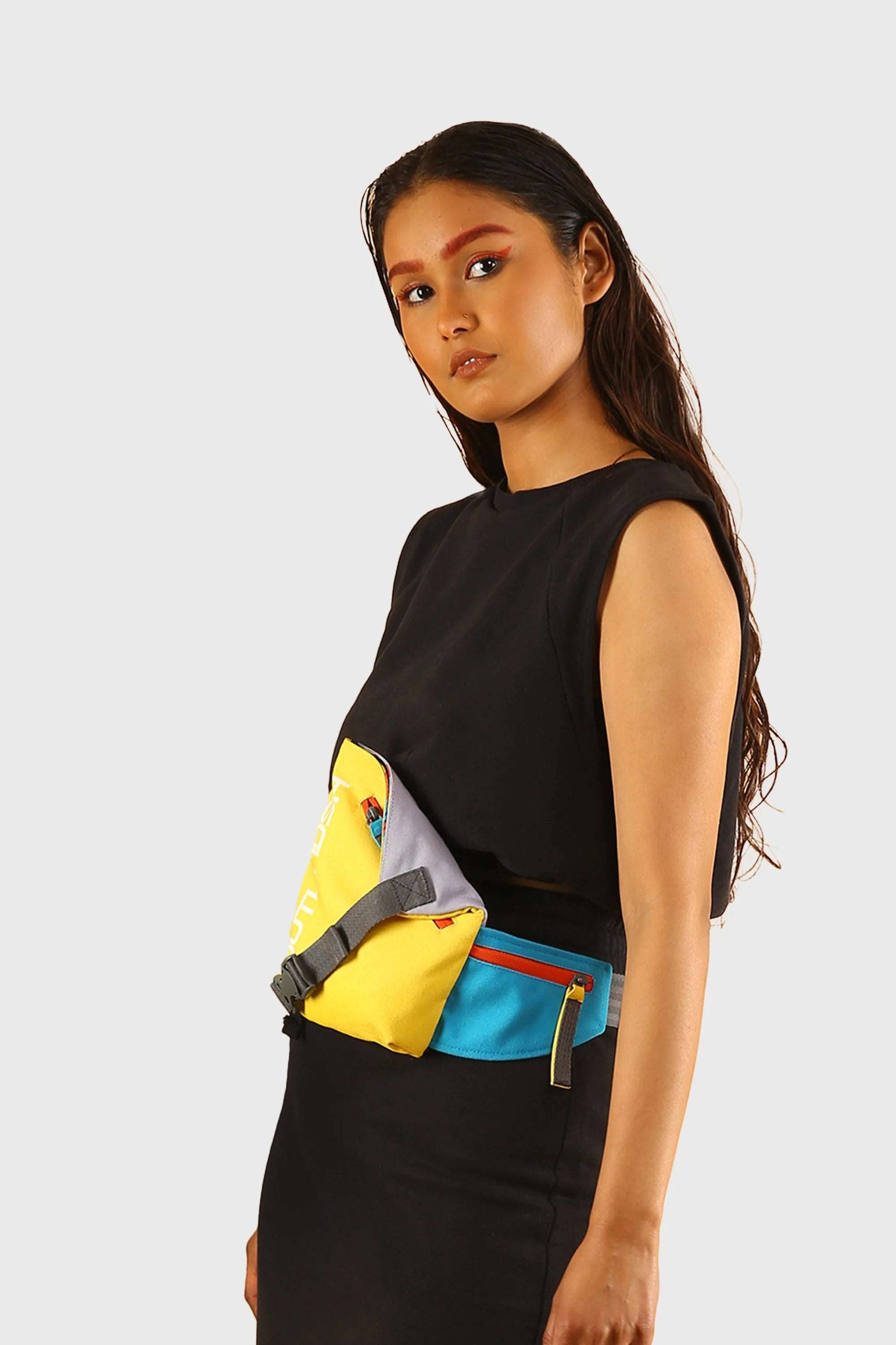 OUTLNDSH Fanny pack plus crossbody yellow color envelope style- waist bag, belt bag, sling bag, bum bag.