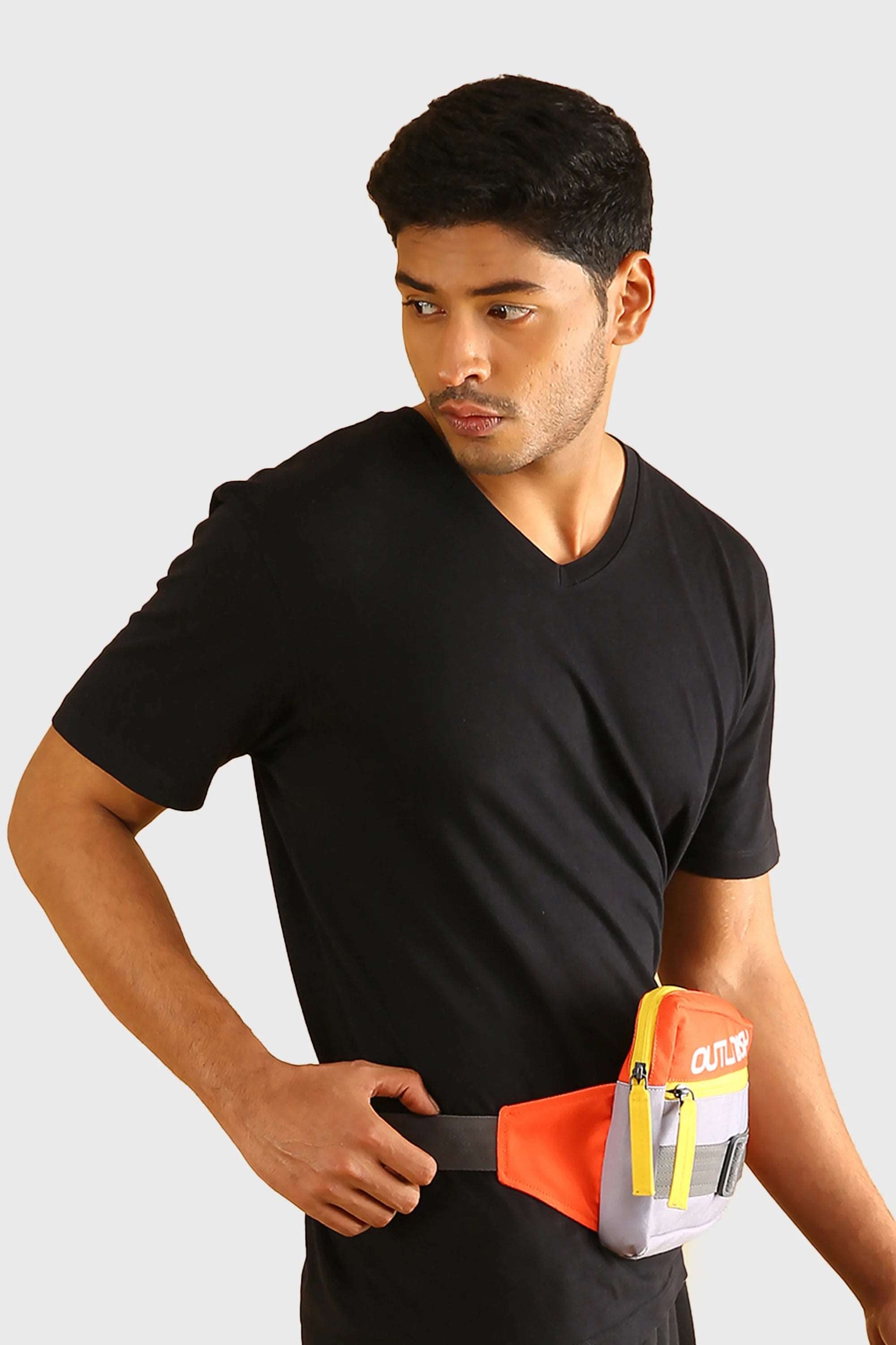 OUTLNDSH Fanny pack plus crossbody orange color unique style - waist bag, belt bag, sling bag, bum bag.